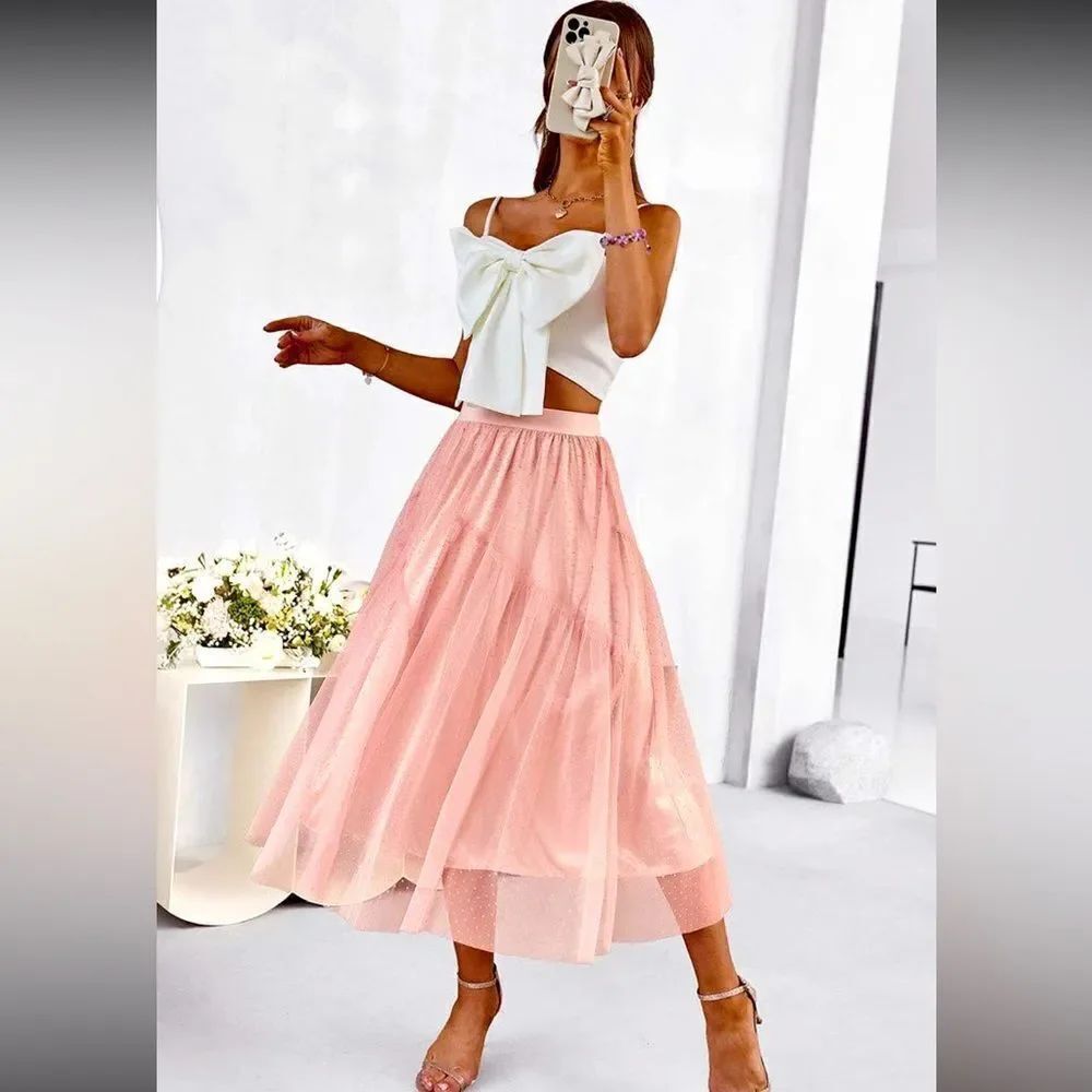 A-Line Pink Layered Skirt